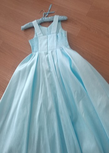 Mavi V Yaka Kız Çocuk Elbise - Görsel 3