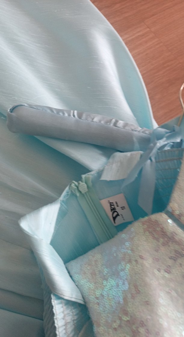 Mavi V Yaka Kız Çocuk Elbise - Görsel 4