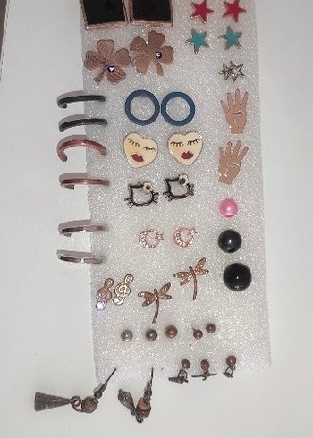 Kadın Çoklu Mini Nakışlı Küpe Seti - Görsel 4