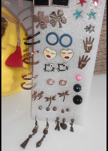 Kadın Çoklu Mini Nakışlı Küpe Seti - Görsel 2