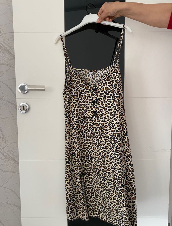 Leopar Desenli Mini Elbise - Görsel 2