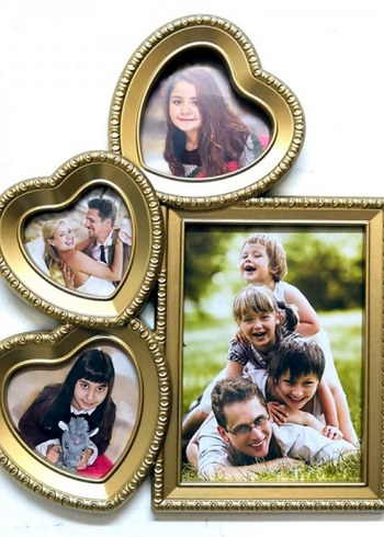 Altın Renkli Kalp ve Dikdörtgen Çerçeve - Görsel 2