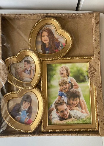 Altın Renkli Kalp ve Dikdörtgen Çerçeve - Görsel 6