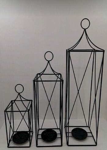 Üçlü Siyah Metal Mumluk Seti - Görsel 6