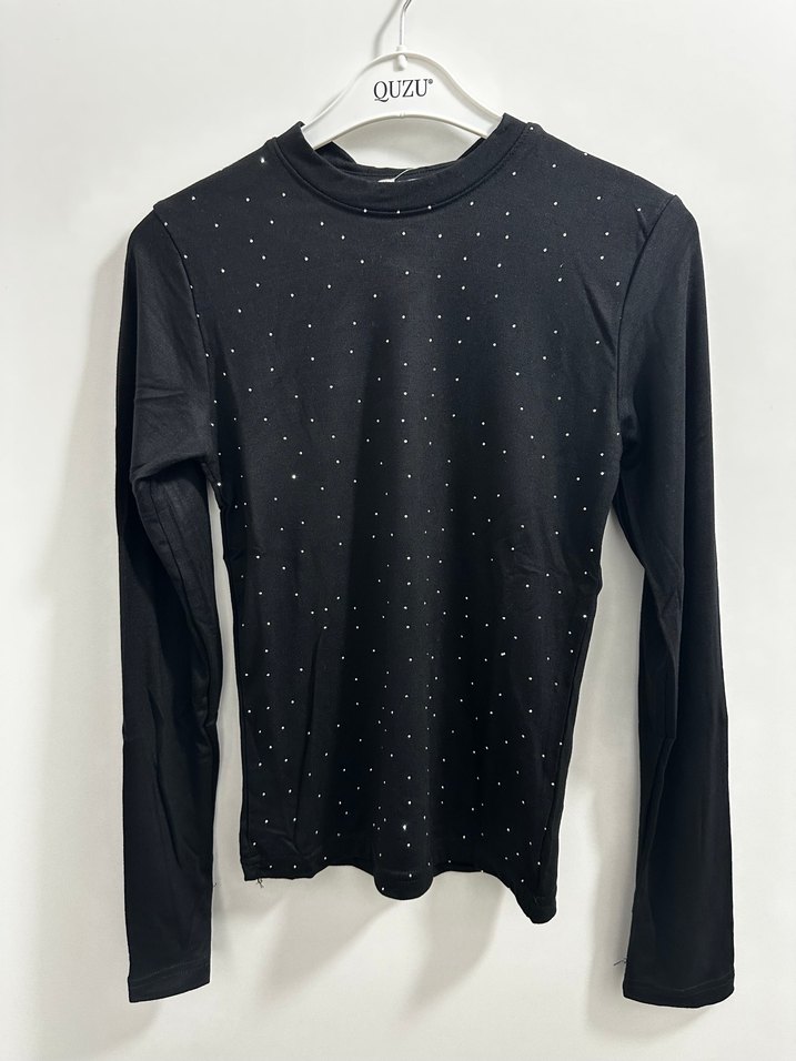 Siyah Taşlı Uzun Kollu Body - Görsel 2