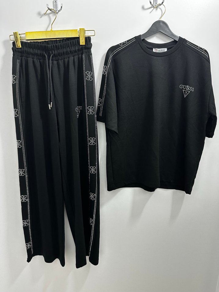 Siyah Taş Detaylı Kadın Eşofman Takımı - Görsel 2