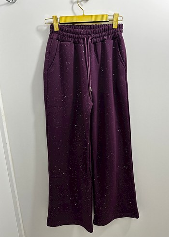 Kadın Mor Salaş Simli Eşofman Altı - Görsel 3