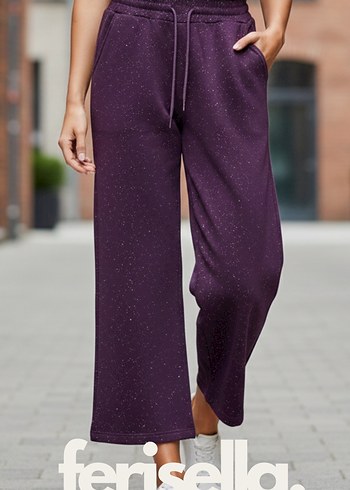 Kadın Mor Salaş Simli Eşofman Altı - Görsel 2