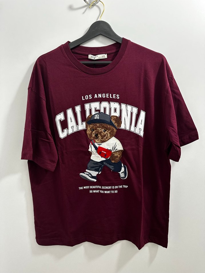 Bordo Baskılı Kadın Tişört - Görsel 3