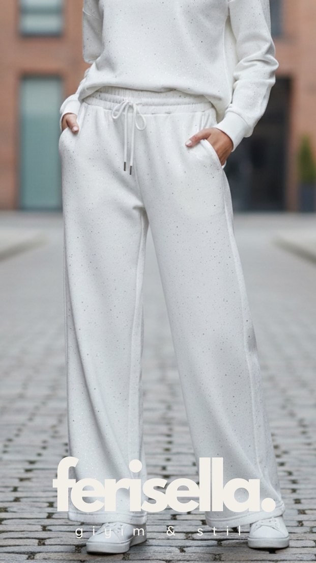 Beyaz Simli Kadın Eşofman Altı - Görsel 2