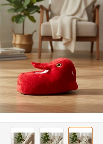 Kırmızı tavşan modeli Kadın Ev Terliği - Görsel 3