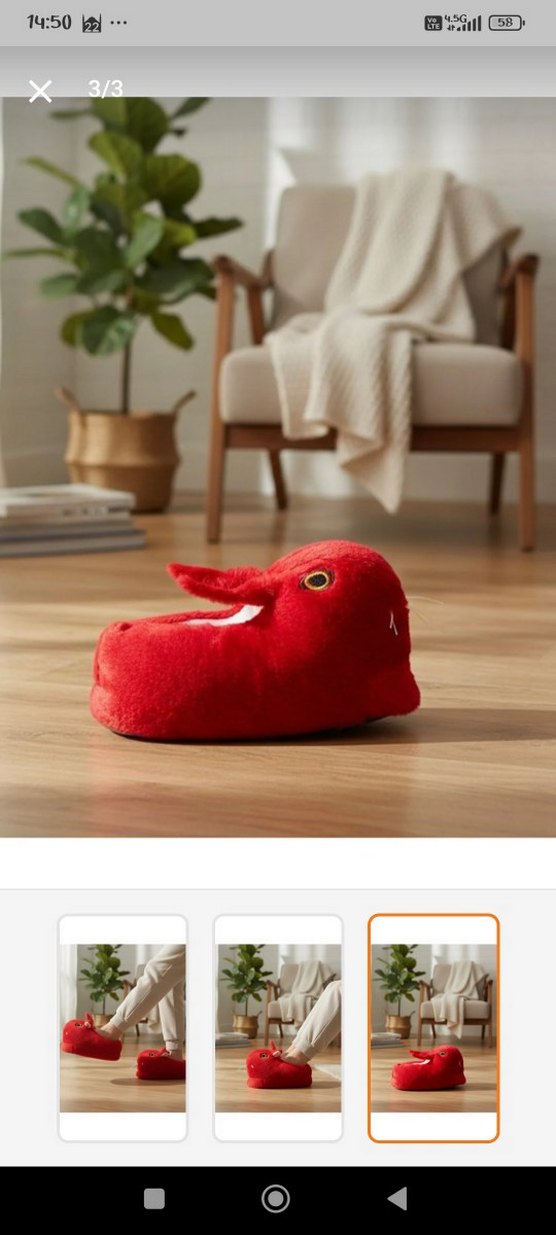 Kırmızı tavşan modeli Kadın Ev Terliği - Görsel 3