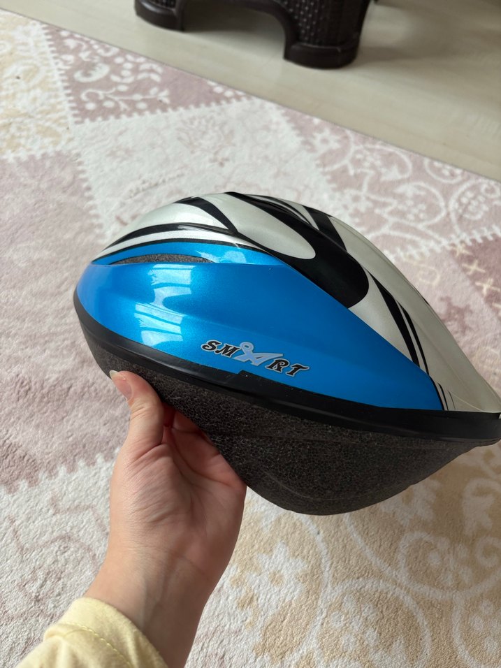 Mavi Biker Stil Plastik Motosiklet Kaskı - Görsel 4