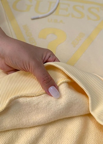 Sarı Kapüşonlu Kadın Sweatshirt - Görsel 2