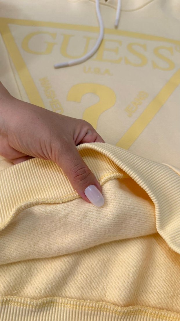 Sarı Kapüşonlu Kadın Sweatshirt - Görsel 2