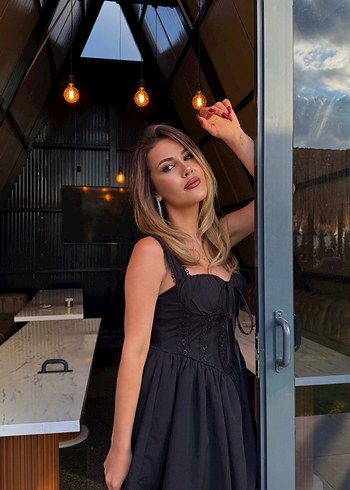 Dantel Detaylı Siyah Mini Goth Elbise - Görsel 3