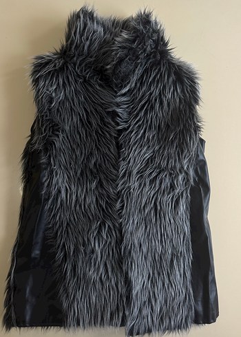 Gri Kürklü Deri Kadın Yelek - Görsel 2