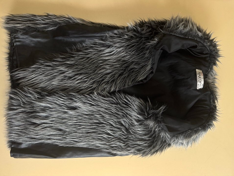 Gri Kürklü Deri Kadın Yelek - Görsel 4