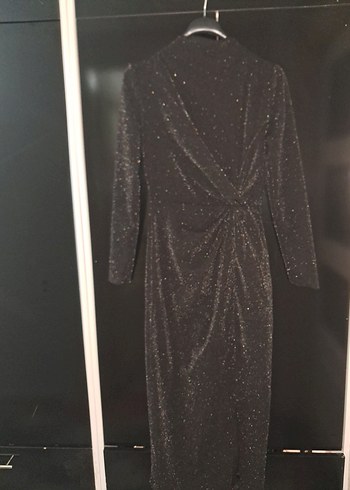 Siyah simli Uzun Abiye Elbise - Görsel 2