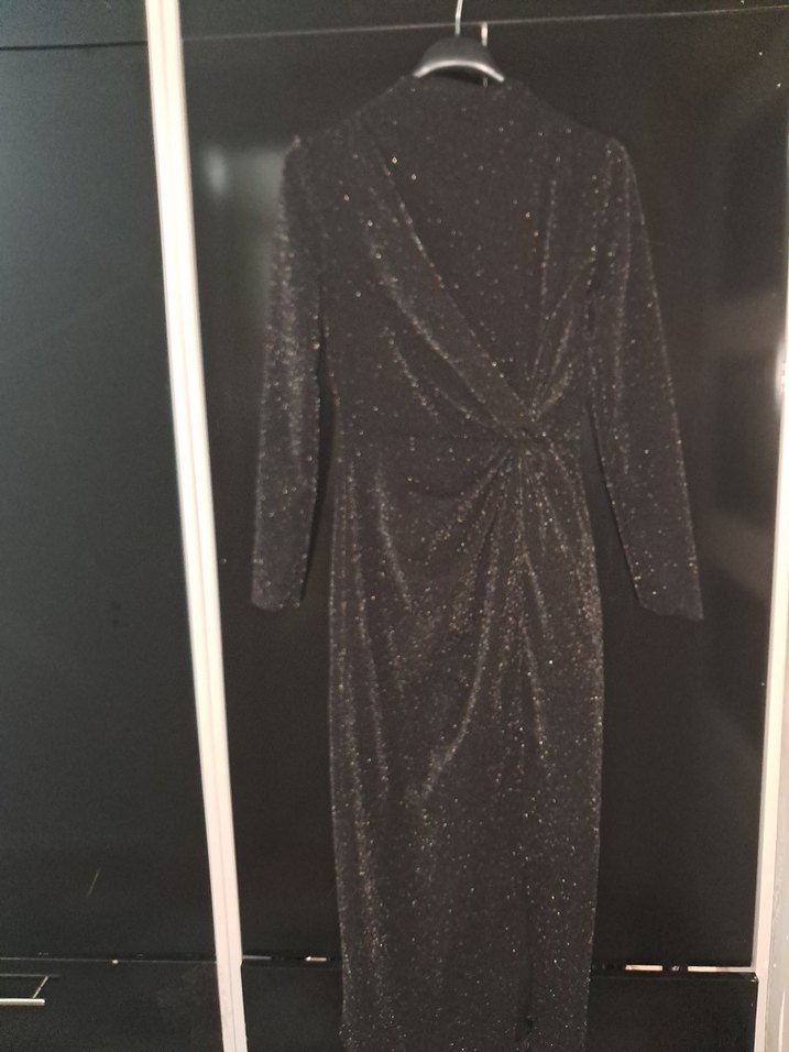 Siyah simli Uzun Abiye Elbise - Görsel 2