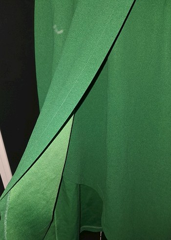 Uzun Kol Drapeli Yeşil Kadın Elbise - Görsel 3