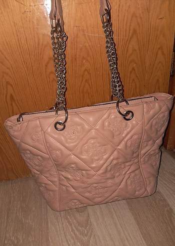 Bej Zincir Detaylı Deri Kadın Çanta - Görsel 3