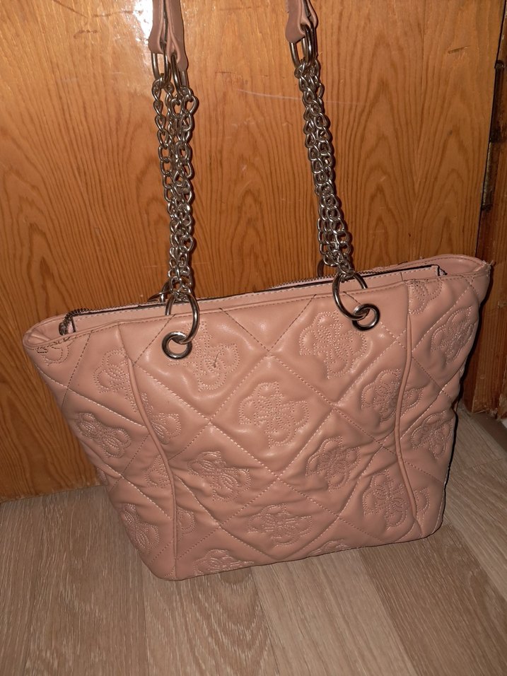 Bej Zincir Detaylı Deri Kadın Çanta - Görsel 3