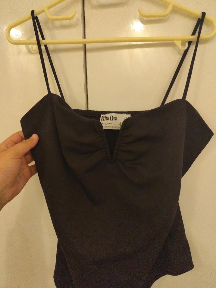 Siyah Drapeli Strappy Kadın body - Görsel 4