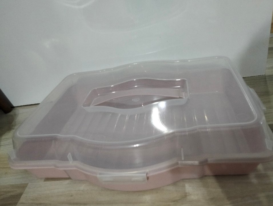 Pembe Şeffaf Kek Kalıbı ve Saklama Kabı kare ve dıkdortgen sıgar - Görsel 3