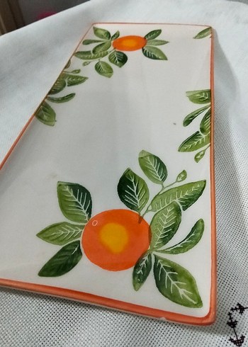 Turuncu Desenli Dikdörtgen Tabak - Görsel 2