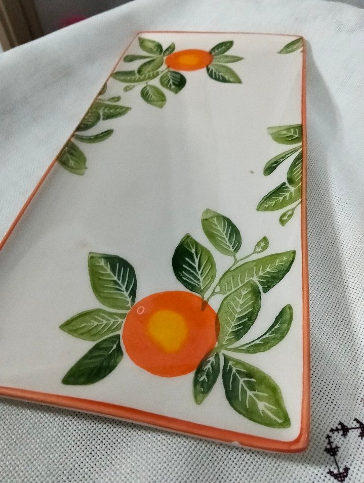 Turuncu Desenli Dikdörtgen Tabak - Görsel 2