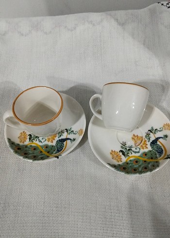 Renkli Desenli Beyaz Fincan Seti 2 lı - Görsel 4