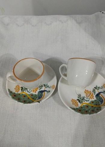 Renkli Desenli Beyaz Fincan Seti 2 lı - Görsel 2