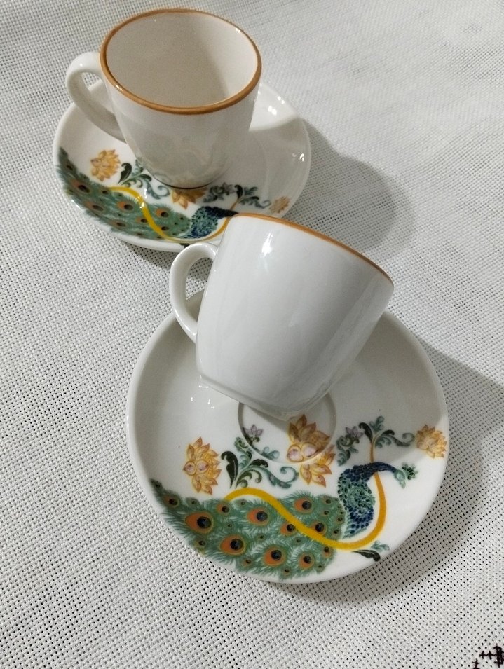 Renkli Desenli Beyaz Fincan Seti 2 lı - Görsel 3