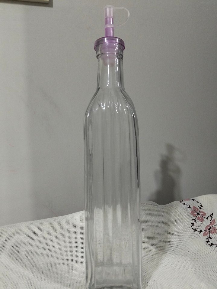 Mor Kapaklı Cam Yağlık Şişe - Görsel 2