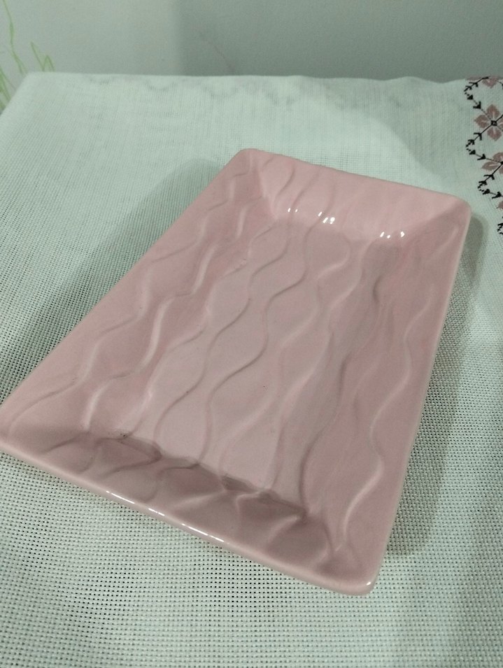 Pastel Pembe Desenli Servis Tabağı - Görsel 2