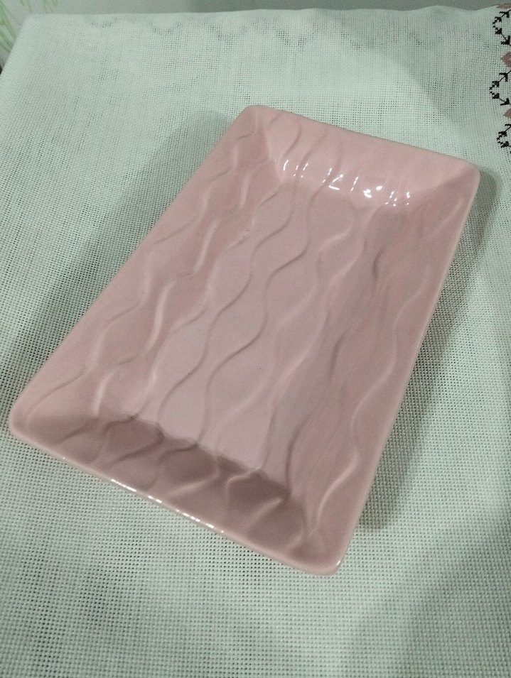 Pastel Pembe Desenli Servis Tabağı - Görsel 3