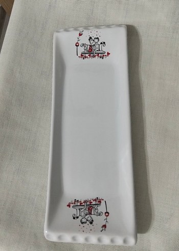 Beyaz Dekoratif Uzun Seramik Tabak ıkılı - Görsel 4