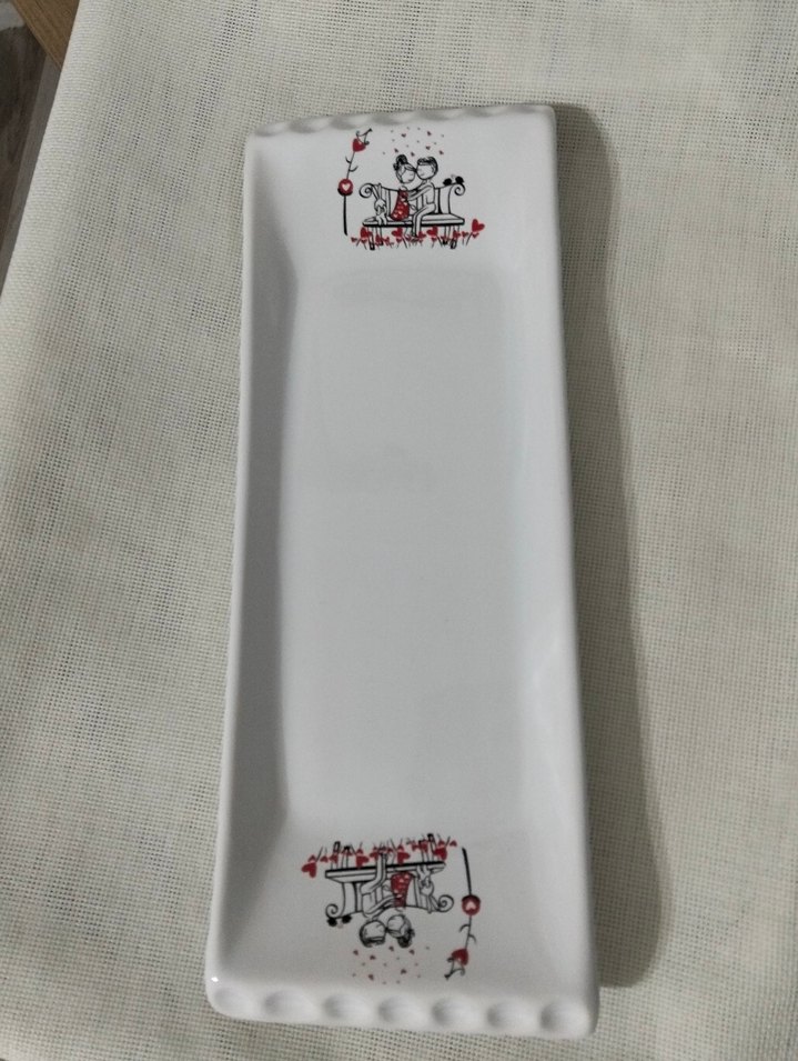 Beyaz Dekoratif Uzun Seramik Tabak ıkılı - Görsel 4