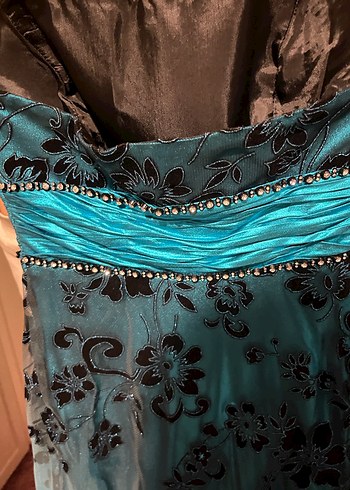 Mavi Straplez Midi Drapeli Elbise - Görsel 6