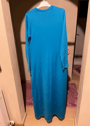 Mavi Uzun Kollu Salaş Kadın Elbise - Görsel 2