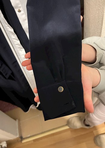 Uzun Kollu Beyaz Siyah Kadın Tunik - Görsel 5