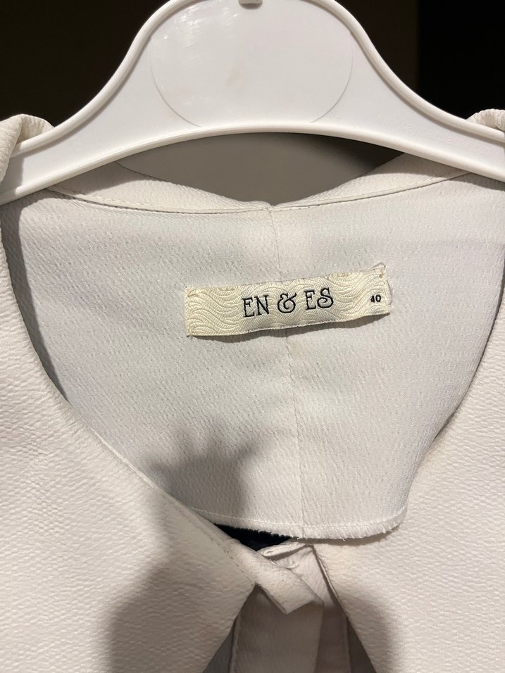 Uzun Kollu Beyaz Siyah Kadın Tunik - Görsel 2