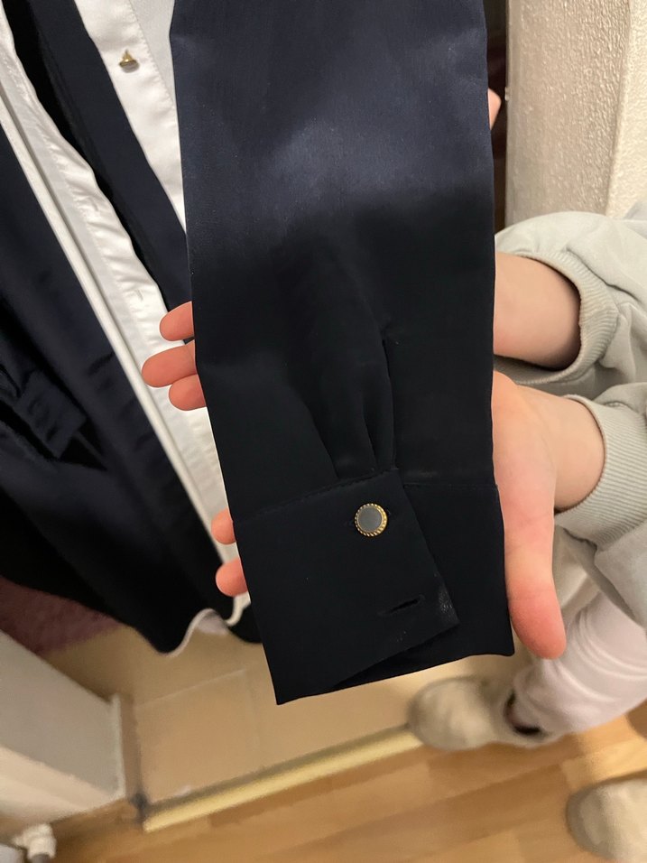 Uzun Kollu Beyaz Siyah Kadın Tunik - Görsel 5