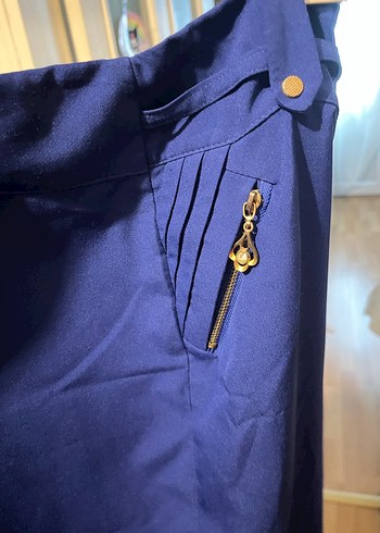 Beltli Parlak Mavi Midi Kadın Etek - Görsel 3