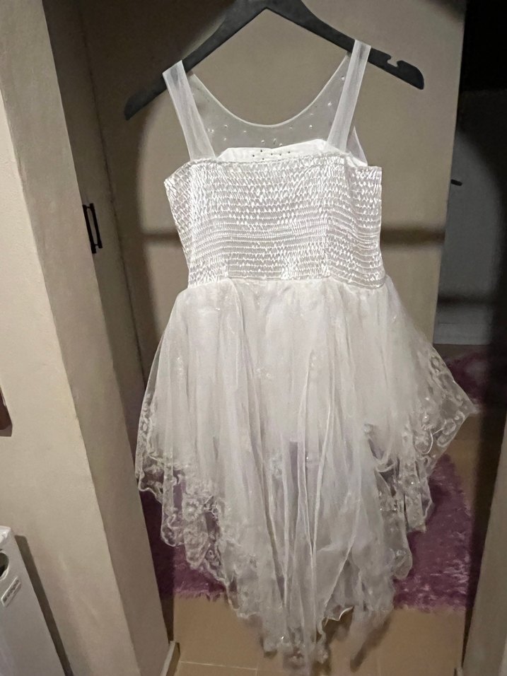 Beyaz Dantel Detaylı Kız Çocuk Abiye Elbise - Görsel 2