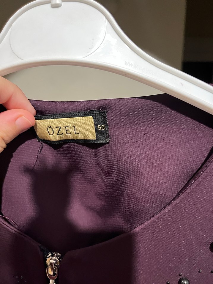 Bordo Uzun Kollu Gotik Nakışlı Kadın Elbisesi ferace - Görsel 2