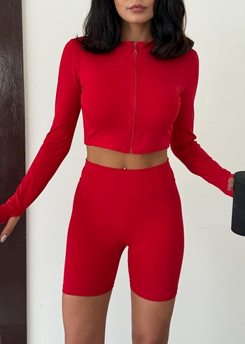 Kırmızı Mini Kadın Eşofman Takımı - Görsel 7
