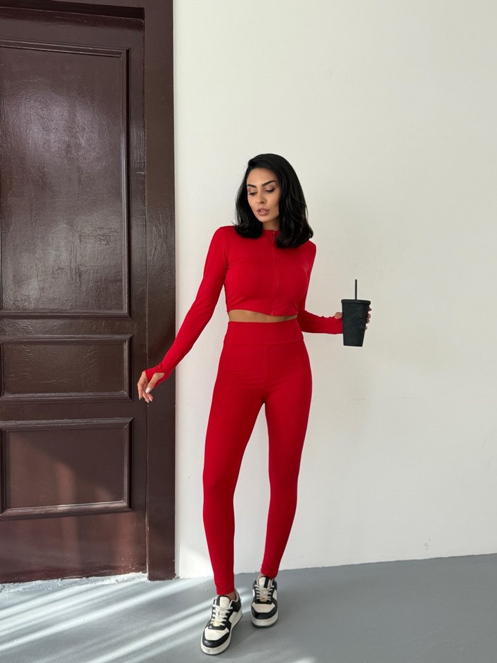 Kırmızı Mini Kadın Eşofman Takımı - Görsel 4