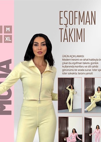 Pembe Uzun Kollu Kadın Eşofman Takımı - Görsel 5